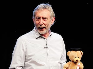 Author Michael Rosen at a children's reading event