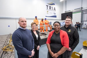 Davie Carns (NIS Group), Cllr Sharon Thompson (Deputy Mayor of the West Midlands), Louise Fall and Peter Merry (both City of Wolverhampton College).