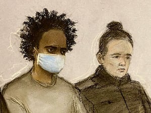 Court artist sketch by Elizabeth Cook of Southport stabbings suspect Axel Rudakubana, 18