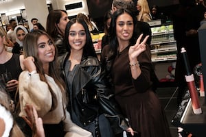 Atifa Arshad (C) and guests attend the Sephora Birmingham VIP launch party at The Bullring & Grand Central on November 12, 2024 in Birmingham, England. (Photo by Dave Benett)