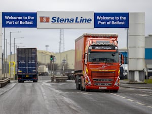 Freight lorries travelling through the Port of Belfast