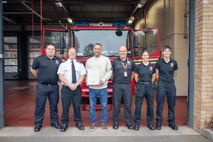 Tom meets the crews who responded to the fire incident in August. Photo: West Midlands Fire Service