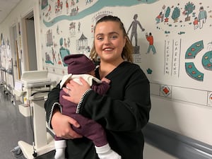 Natasha Sokunbi and Beau at The Royal Stoke University Hospital's emergency department. Photo: University Hospitals of North Midlands