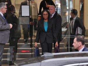 Kemi Badenoch, former minister of equalities, leaves after appearing at module 4 of the UK Covid-19 Inquiry at Dorland House in London