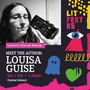 Louisa's promo image for her Meet the Author Event at the Wolverhampton Literature Festival