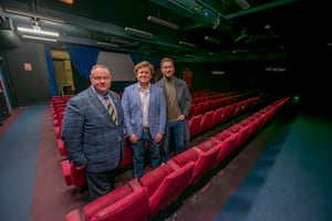 Inside the current Chubb cinema are council
Leader, Councillor Stephen Simkins, PDJ management director, James Jervis,
and council cabinet member for City Development, Jobs and Skills, Councillor
Chris Burden