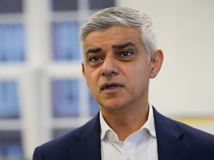 Mayor of London Sir Sadiq Khan speaks to journalists