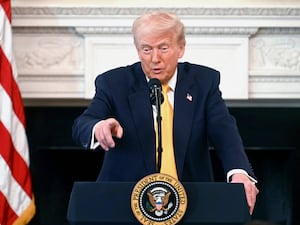 President Donald Trump speaks at the governors working session in the State Dining Room of the White House in Washington