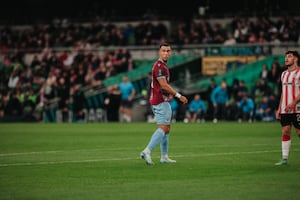 Walsall loanee Douglas James-Taylor scored in Drogheda United's 2-0 win over Derry City in the FAI Cup final last year. (Image by David Cavan / Drogheda United)