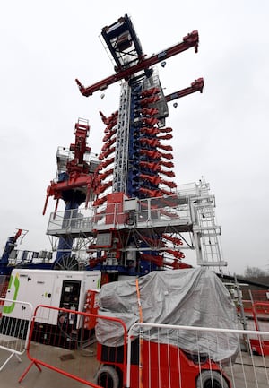 The 'cantilever' system can be seen towering over the partially built viaduct