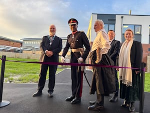 His Majesty’s Lord-Lieutenant of West Midlands Derrick Anderson CBE cuts the ribbon on the new building at Solihull College