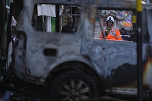 Emergency services at the scene of a fire at a mixed commercial and residential premises on Stratford Road in Sparkhill, Birmingham. Photo: Jacob King/PA Wire