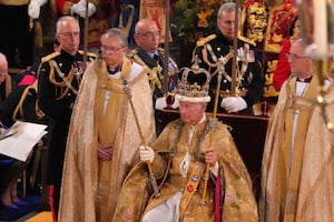 King Charles III after being crowned at Westminster Abbey