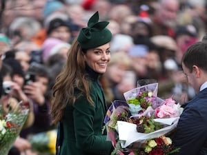 The Princess of Wales speaks to members of the public following the Christmas Day church service at St Mary Magdalene Church in Sandringham