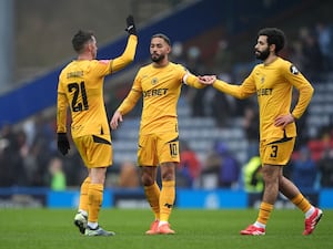 Matheus Cunha (centre) was on target for Wolves