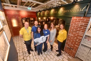 Steven Hunt (Bedroom Shopkeeper), Paul Clarke (Carpenter), Sanjana Choudhary (Interior designer), Abi Witherford (Interior designer) Claire Packer (Black Country Living Museum) and Sophie Hales (Sales Manager) celebrate the opening of the room