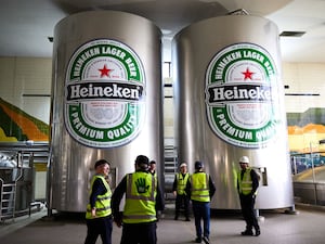 Members of staff at the Heineken brewery in Hulme, Manchester