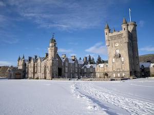 Balmoral Castle surrounded by a blanket of snow