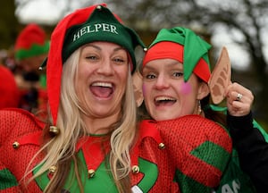 Christmas Pudding Run at Chasewater, Brownhills.Terri Evans and Lyndsay Garland.