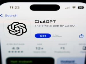 A ChapGPT logo on a smartphone