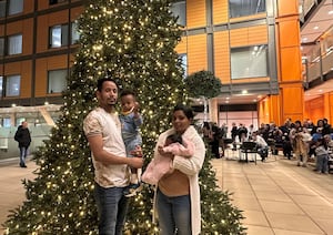 The parents of Hernata and her brother at the Christmas lights switch on at the Midland Metropolitan University Hospital.