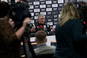 Tony Mowbray addresses the media at his unveiling this week (Photo by Adam Fradgley/West Bromwich Albion FC via Getty Images)