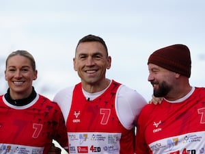 Kevin Sinfield smiling during a charity challenge