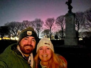 Jennie Caddy and her Son, Jason Hissey, saw the Northern Lights over the sky as they walked back from watching Albion win at The Hawthorns