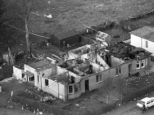 Homes devastated by the Pan Am jumbo jet crash at Lockerbie. (PA)