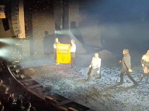 Just Stop Oil supporters disrupting a West End performance of The Tempest starring Sigourney Weaver