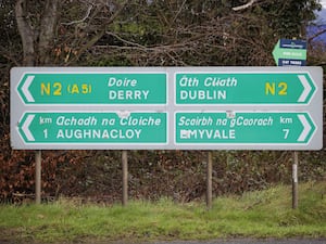 Road sign for the Mullanacross N2 in Monaghan, Ireland (PA)