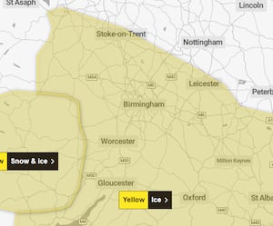 Yellow weather warning for ice