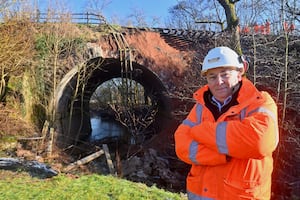 Chris Bond, the railway's infrastructure manager, at the site of the landslip. Picture: Steve Leath