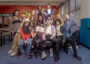 Priyasasha Kumari, centre, with the cast of Waterloo Road