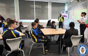 PC Hubert Treasure delivered a session centred around knife crime to pupils at Wodensborough Ormiston Academy in Wednesbury. Photo: West Midlands Police