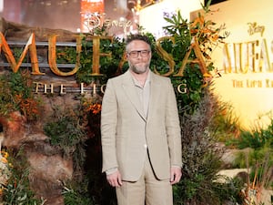 Seth Rogen posing at the UK premiere of Mufasa: The Lion King, at Cineworld Leicester Square