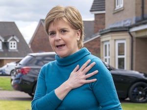 Nicola Sturgeon speaking outside her home