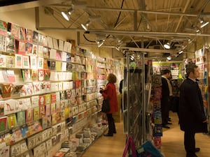 Customers browsing in a card shop