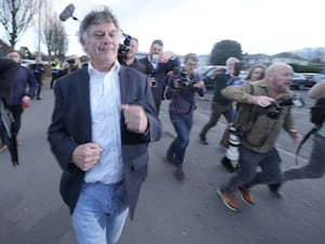 Independent candidate Gerry 'The Monk' Hutch leaves the RDS Simmonscourt, Dublin (Brian Lawless/PA)