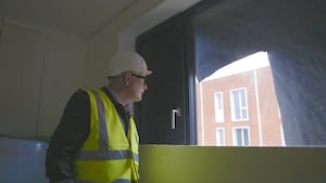 Mayor Richard Parker inside a home being constructed at Port Loop, Edgbaston. PIC: WMCA