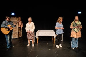 The cast of "Honest Lies" on stage.