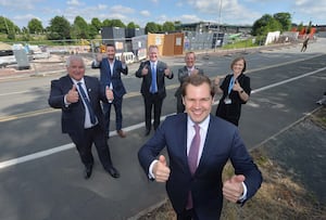 Robert Jenrick chatting and looking at work going on at the site at the back of Dudley Zoo in 2021 with Patrick Harley (Council leader),  Andrew Lovett from Black Country Museum, , Kevin O'Keefe (Chief Exec Council), and also Neil Thomas (Chief Exec', Principal of Dudley College). Helen Martin (Dudley Regeneration & Enterprise).