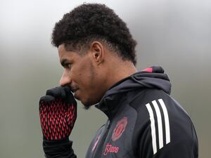 Marcus Rashford during a Manchester United training session (Martin Rickett/PA)