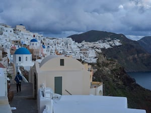 A town on the earthquake-struck island of Santorini