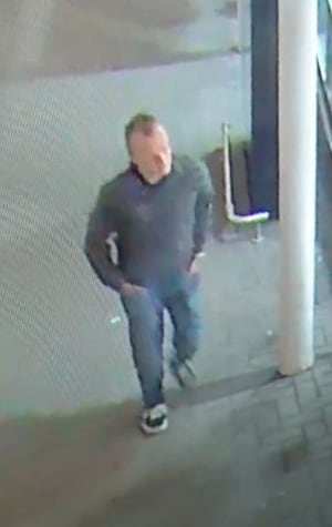 Police are looking for this man in connection with damage to a car at a supermarket in Stafford.