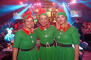 Three Christmas elves all the way from Austria also visited the event, pictured is: left, Rebecca Grasmuck, Bianca Grossgasteiger and Jenny Loitz.