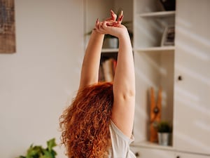 A woman stretching