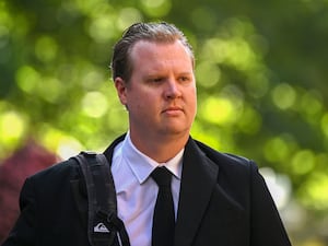 Senior Constable Kristian White arrives at the New South Wales Supreme Court, in Sydney