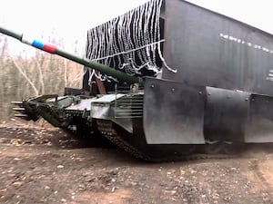 A Russian T-80 tank in the Donetsk region of Ukraine