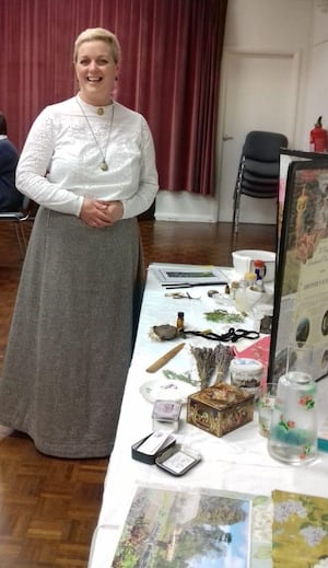 Jo Gilby with some of her Laura Ashley artefacts